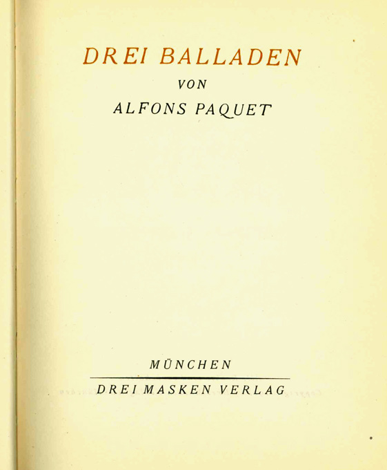 Paquet, Drei Balladen