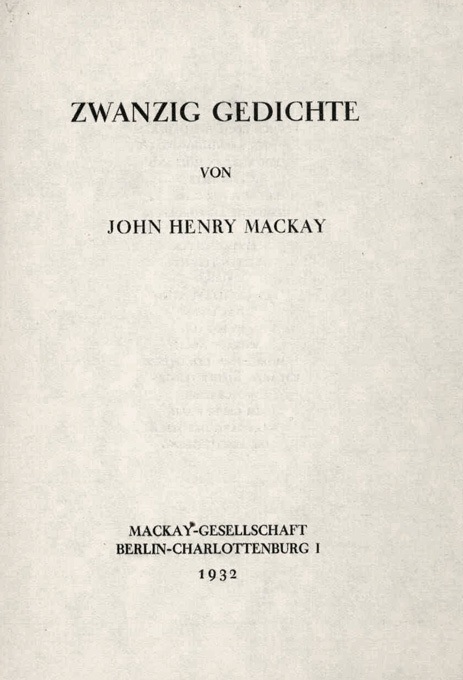 Mackay, Zwanzig Gedichte