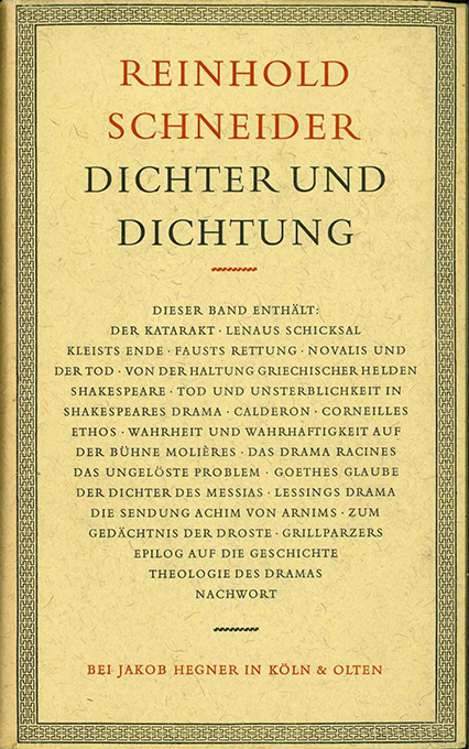 Schneider, R., Über Dichter und Dichtung