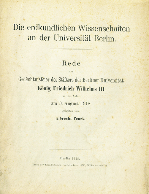 Penck, Die erdkundlichen Wissenschaften