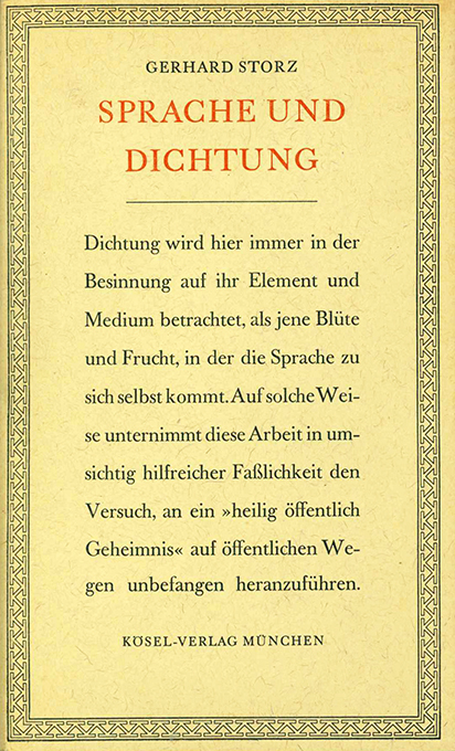 Storz, Sprache und Dichtung