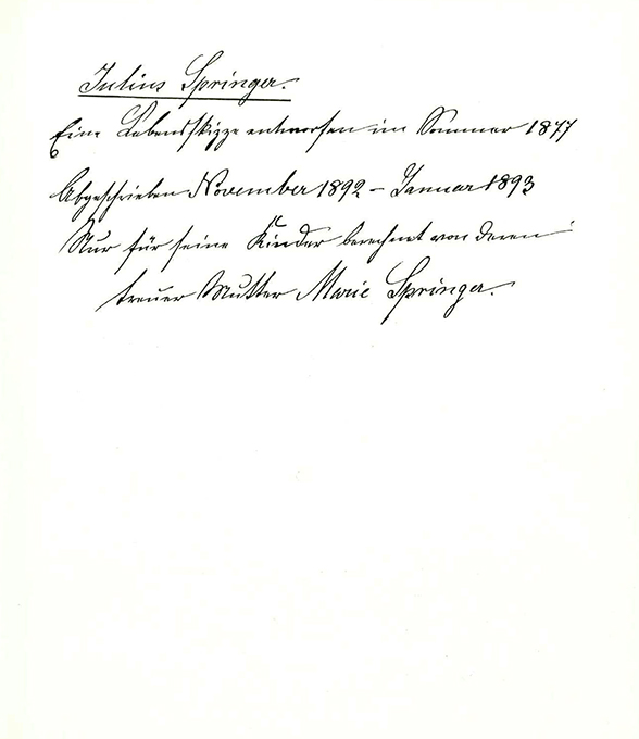 Springer, M., Erinnerungen