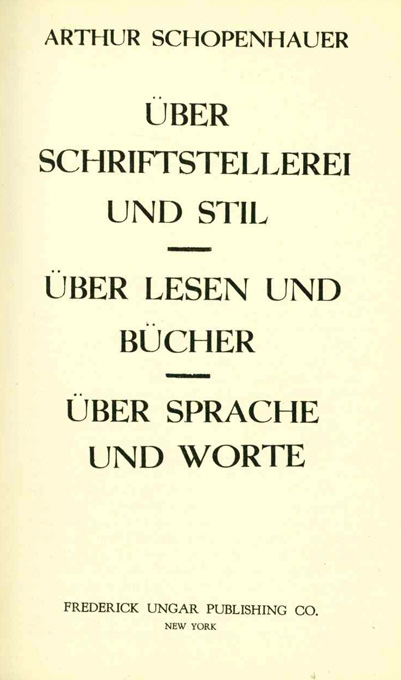 Schopenhauer, Über Schriftstellerei