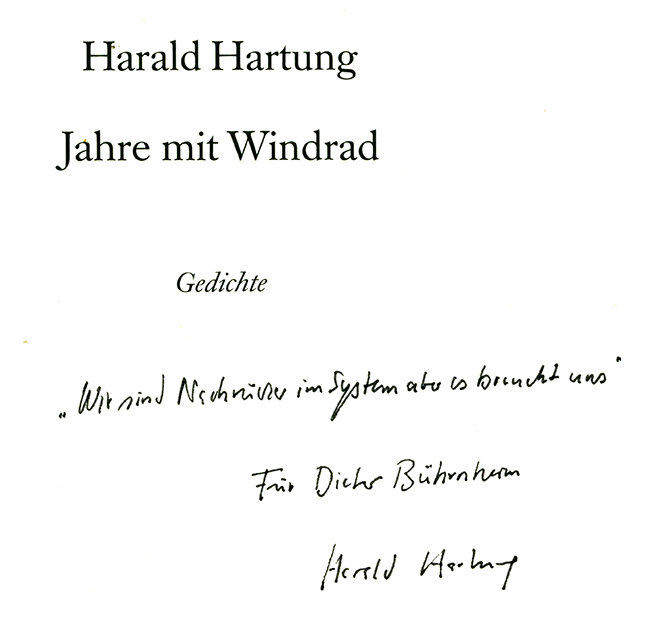 Hartung, Ha., Jahre mit Windrad (Widmung)