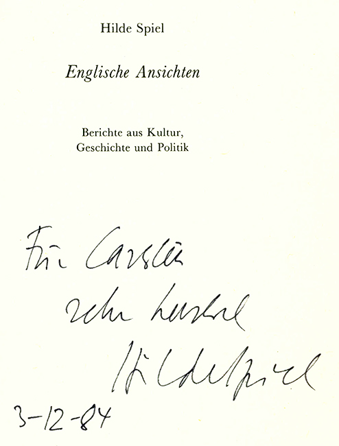 Spiel, H., Englische Ansichten